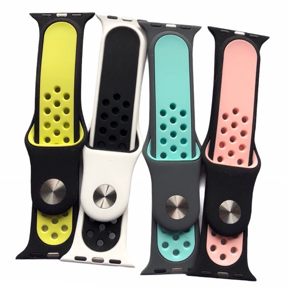 NEW 4 Sport Band Bundle Apple Watch 38/40/41mm S/M Holes Silicone - Picture 3 of 7